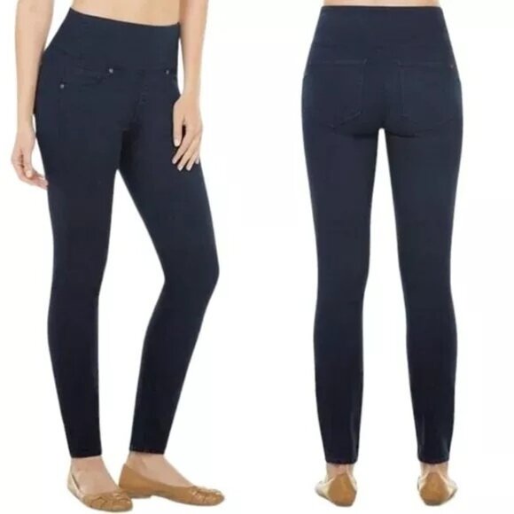 SPANX Jean Leggings Womens SZ L Blue 2310 Alexia Skinny‎ Shaping Coated Slimming - Picture 2 of 12